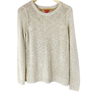 Elle Cream White Silver Knit Sparkle Sweater